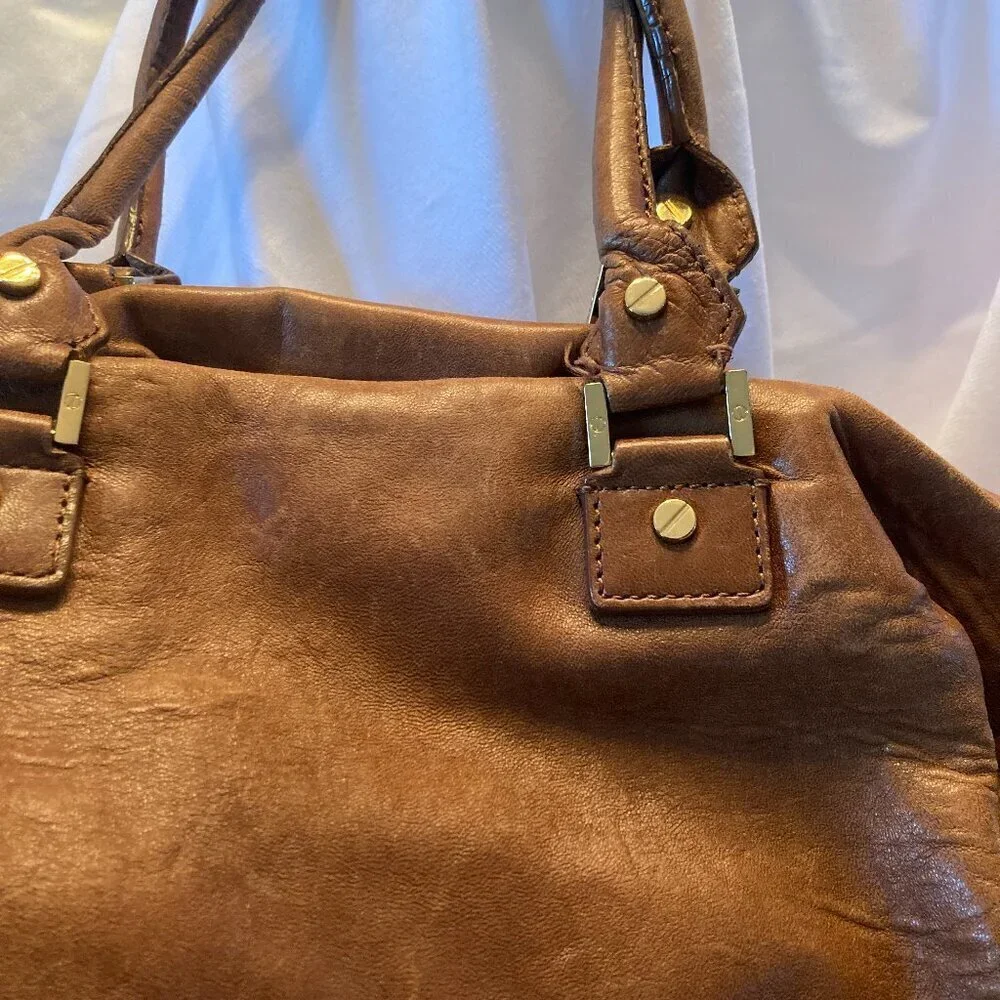 Tory Burch Tan Distressed Leather bag with Crossbody Strap